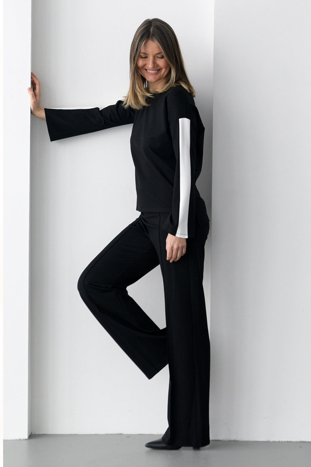 パンツ 2000's archive wide design black slacks Plain Black Pants Y2K Trousers High Rise Waisted Simple